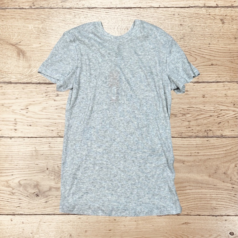 Skims Threadbare Rib Crewneck Standard T-Shirt Light Heather Grey SS-STT-8234W L